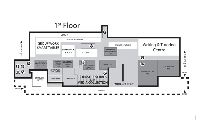 Floor 1 of Langara Library