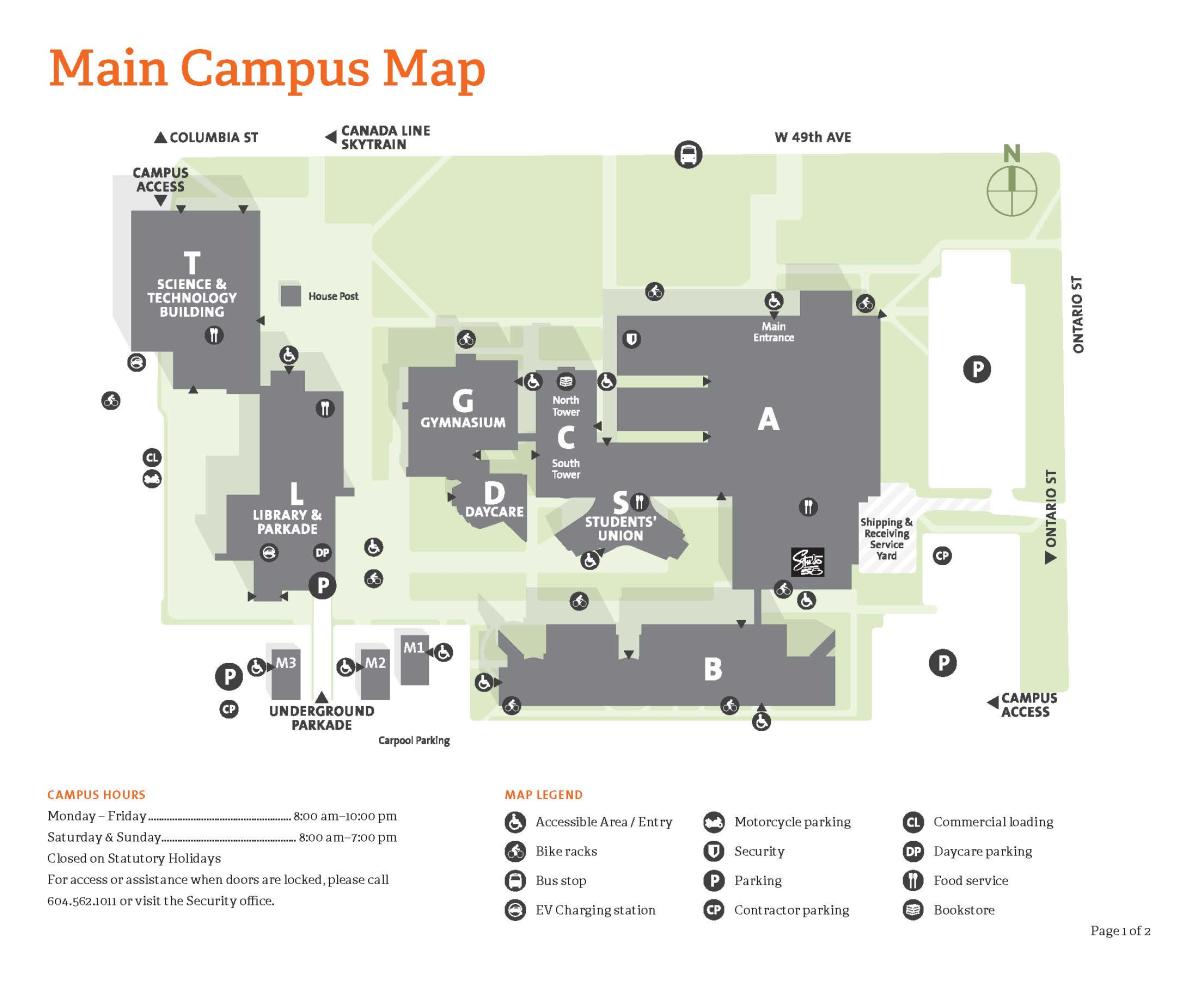 Map of Langara Main Campus