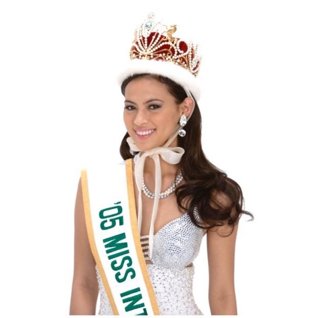 Lara Quigaman wearing her Miss International title sash and crown.