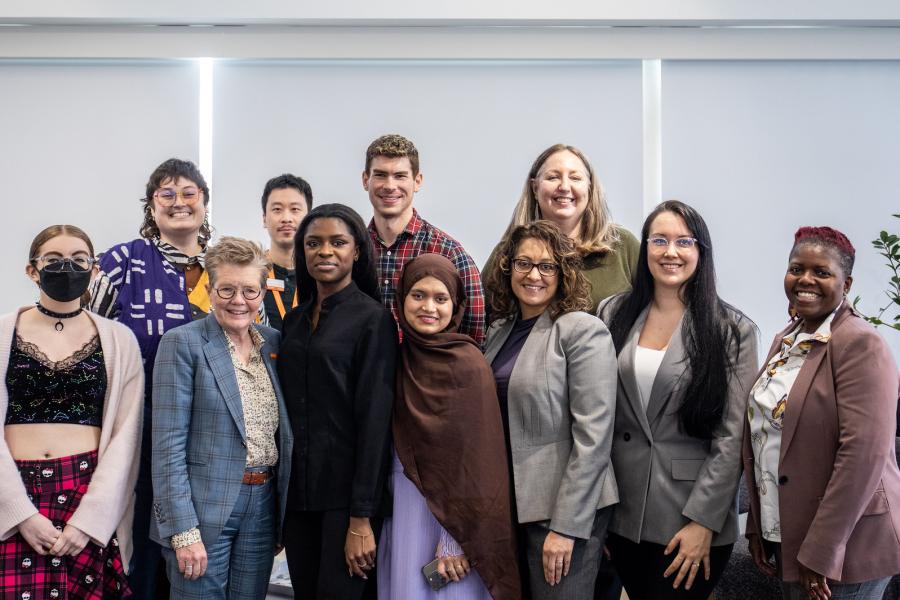 Paula Burns with a group of students and members of the EDI team.