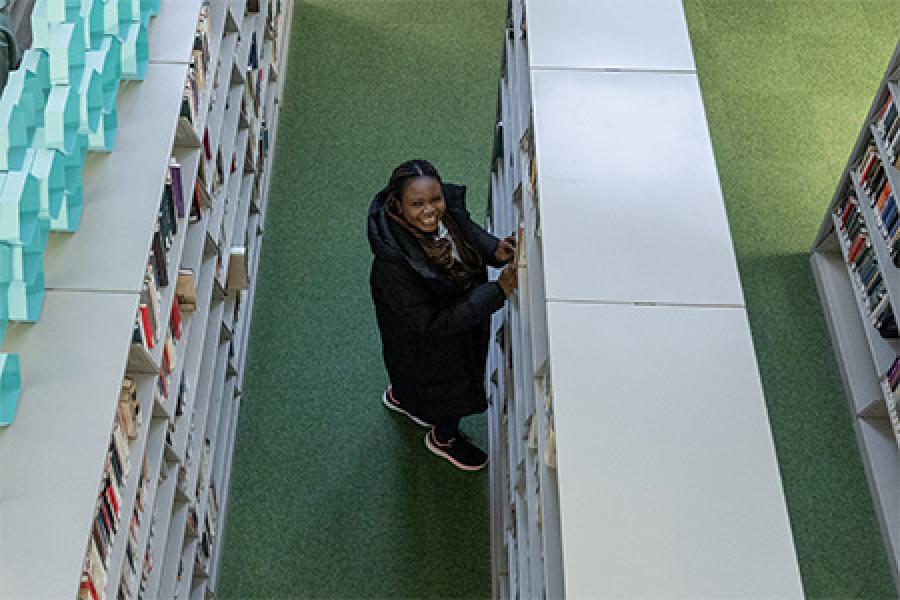 Female student in Library