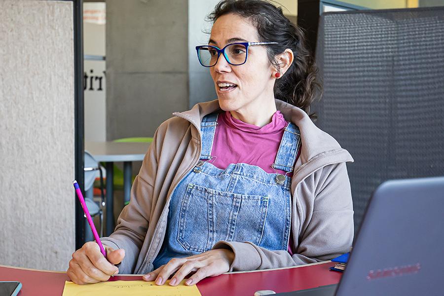 Female student in the library